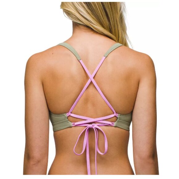 Prana Tullum Bikini Swim Top Color Block Black Size Large NWT - Picture 2 of 6